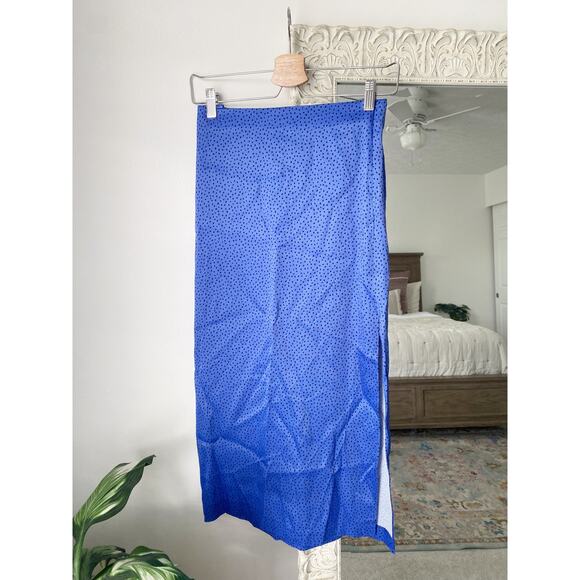 Zara Satin Side Slit Spotted Midi Skirt - Picture 2 of 12